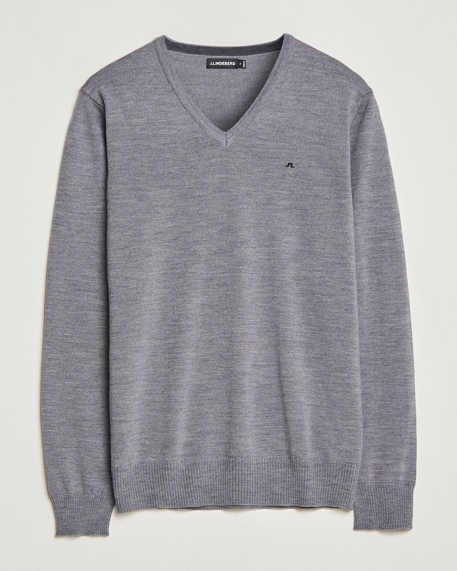 J.Lindeberg Lymann True Merino V-Neck Pullover Grey S