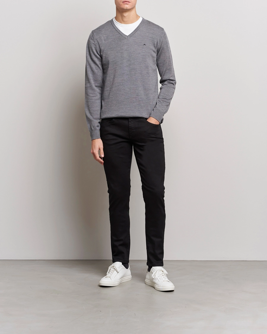 J.Lindeberg Lymann True Merino V-Neck Pullover Grey S - Bilde 2