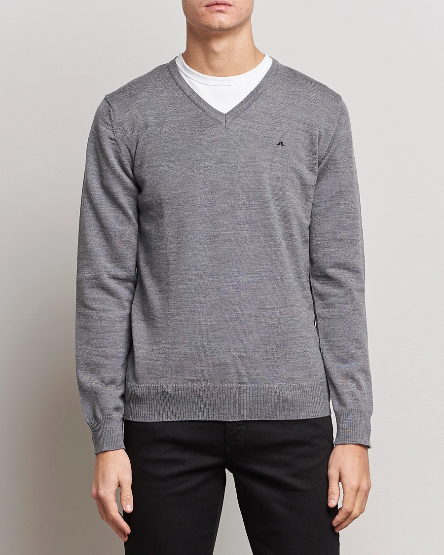 J.Lindeberg Lymann True Merino V-Neck Pullover Grey S - Bilde 3