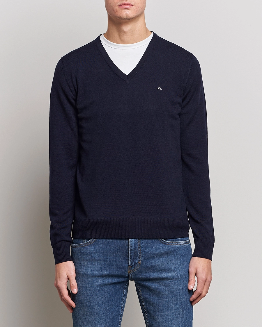 J.Lindeberg Lymann True Merino V-Neck Pullover Navy S - Bilde 3