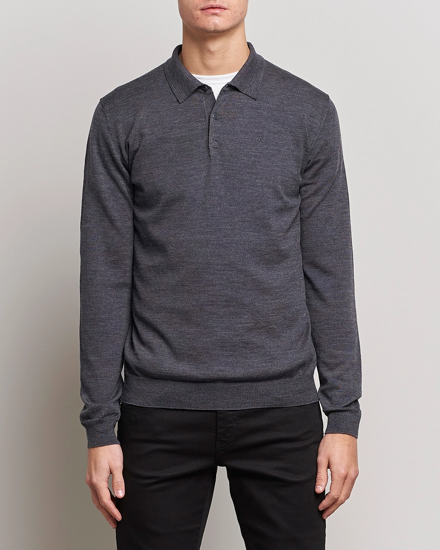 J.Lindeberg Noel Light Merino Polo Shirt Dark Grey Melange S - Bilde 3