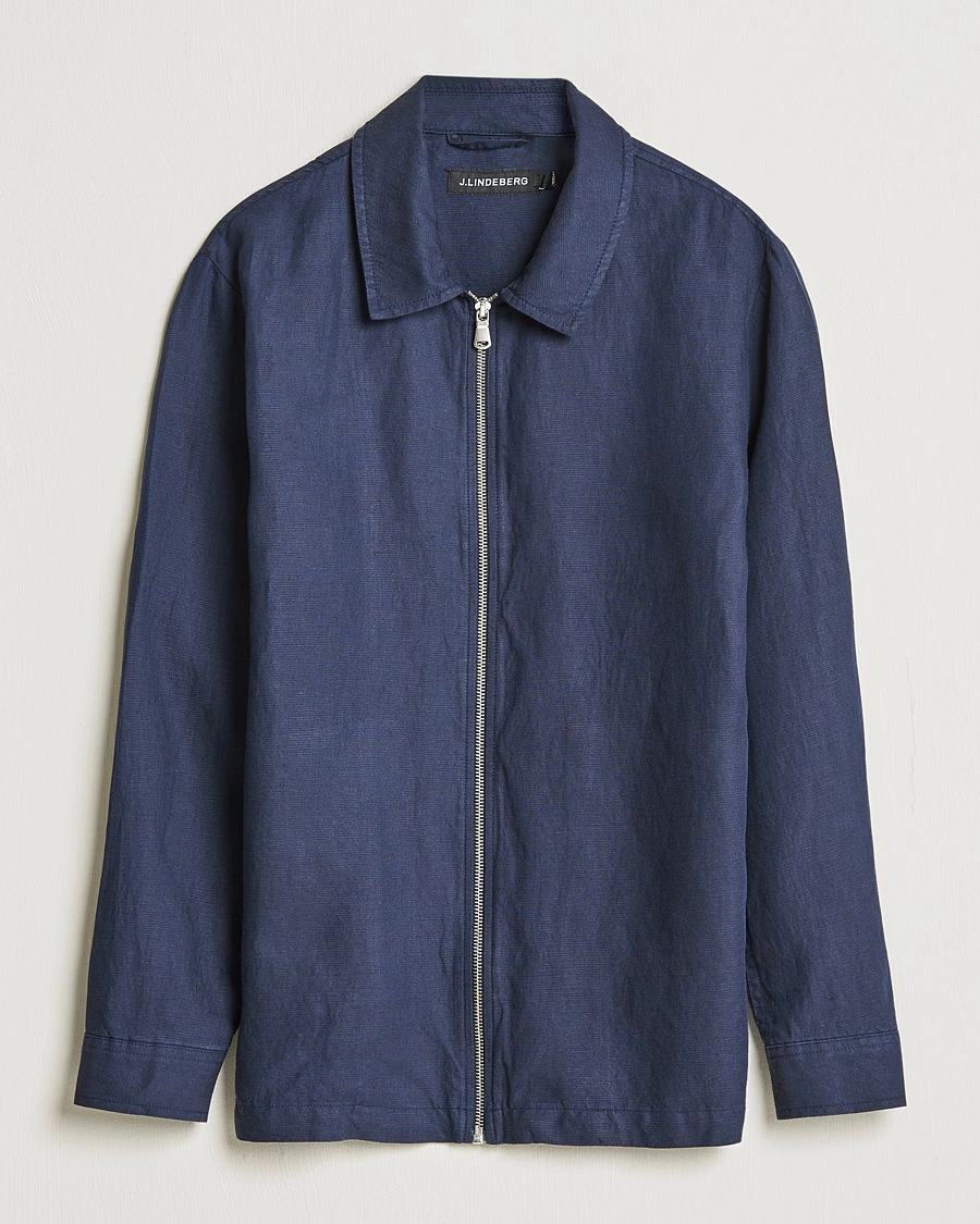 J.Lindeberg Jason Zip Linen Shirt Jacket Navy L