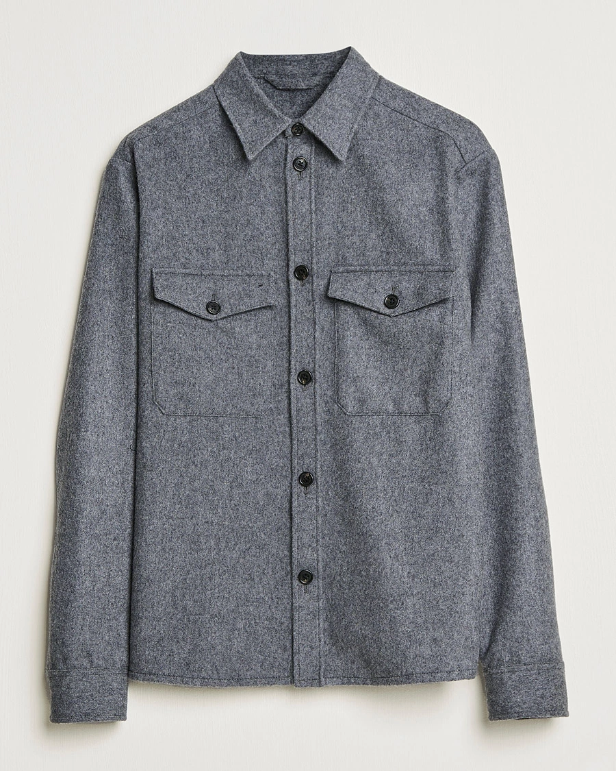 J.Lindeberg Flat Wool Regular Overshirt Grey Melange L