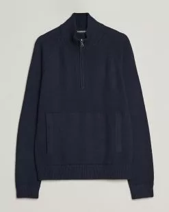 J.Lindeberg Collin Cashmere/Wool Knitted Half Zip Navy M