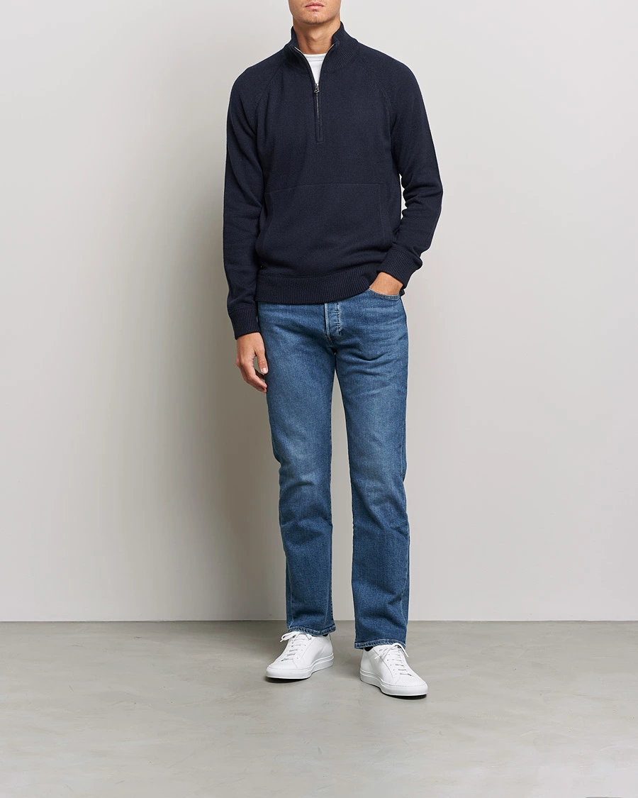 J.Lindeberg Collin Cashmere/Wool Knitted Half Zip Navy M - Bilde 2