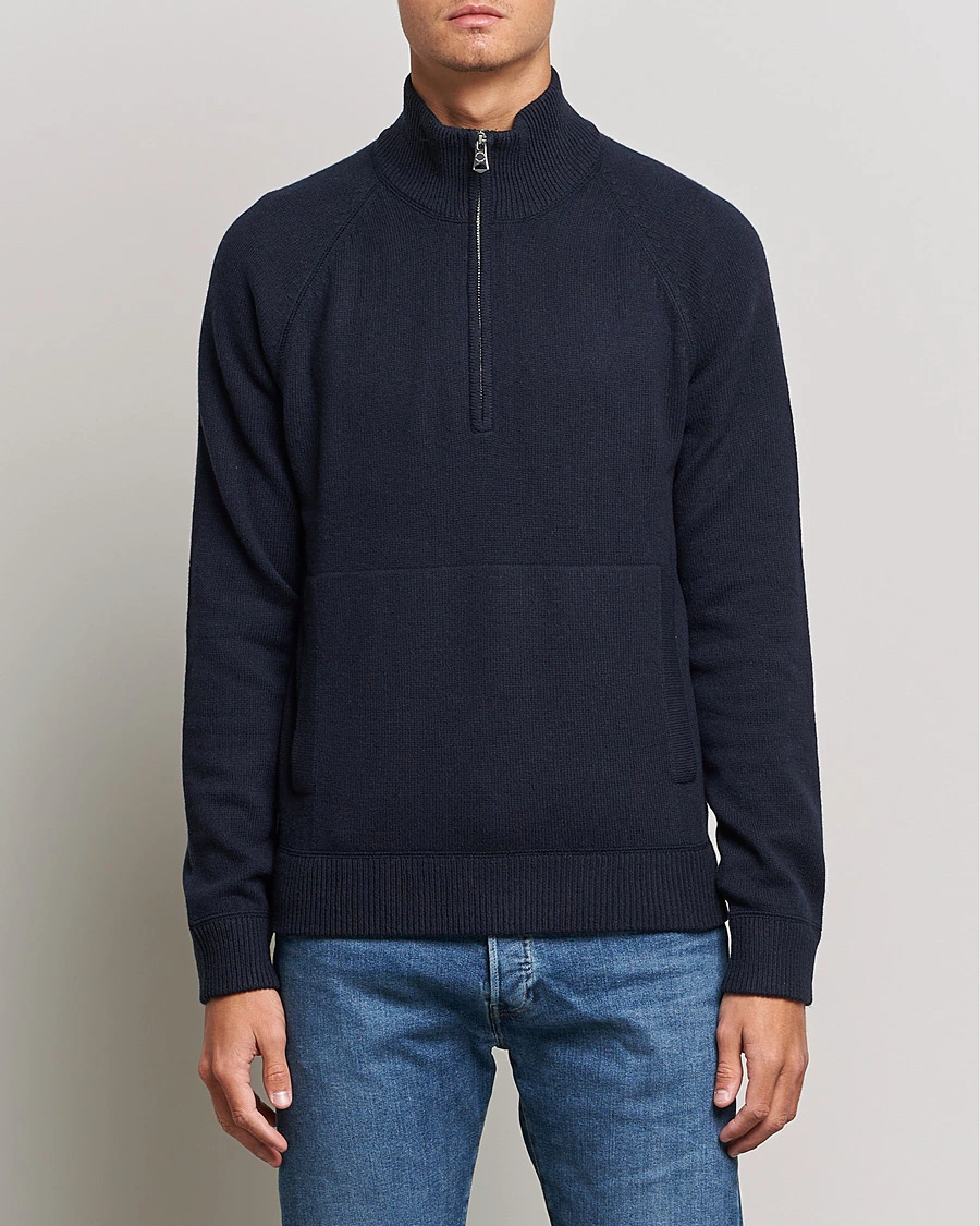 J.Lindeberg Collin Cashmere/Wool Knitted Half Zip Navy M - Bilde 3