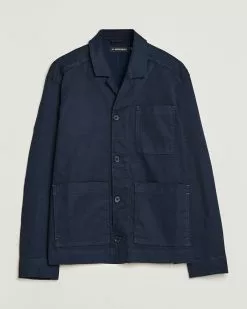 J.Lindeberg Errol Linen/Cotton Workwear Overshirt Navy M