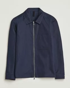 J.Lindeberg Jason Cotton/Linen Stretch Zip Overshirt Navy M