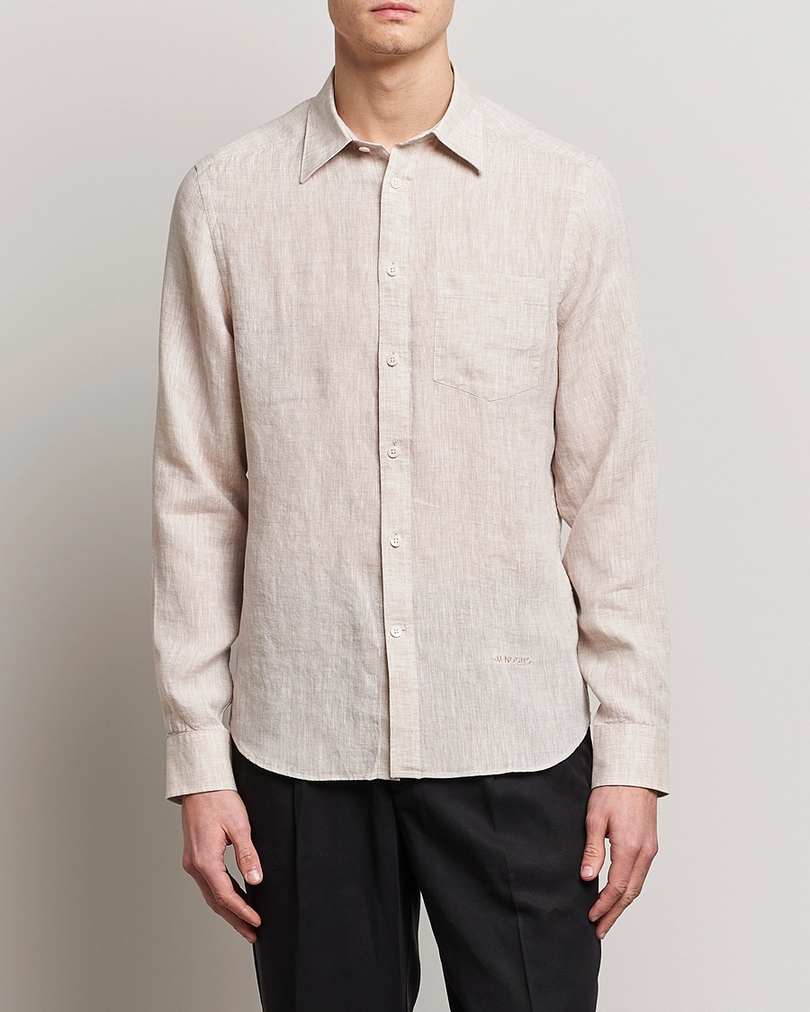 J.Lindeberg Slim Fit Linen Melange Shirt Safari Beige M - Bilde 3