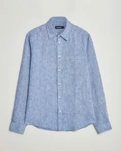 J.Lindeberg Slim Fit Linen Melange Shirt Lapis Blue M