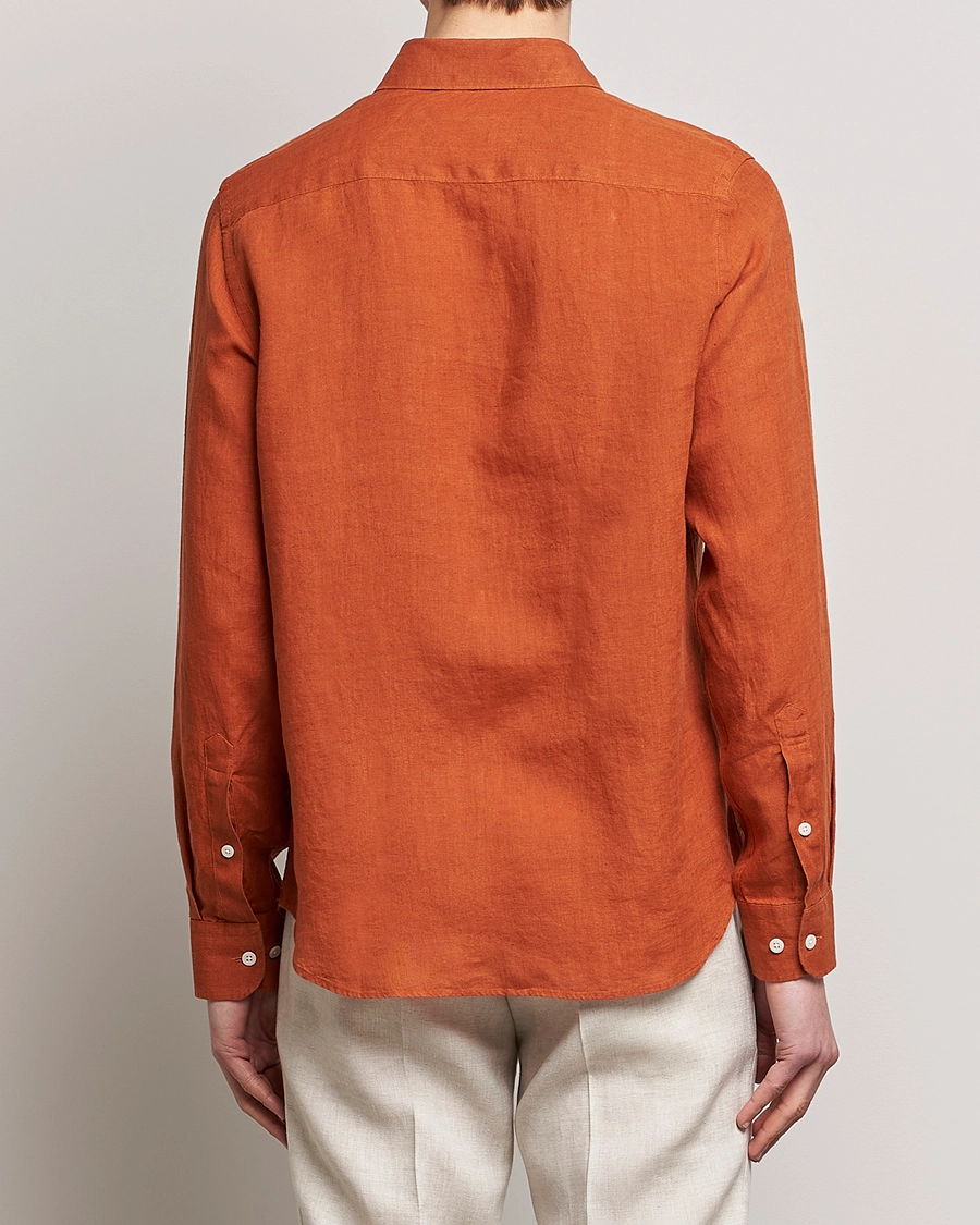 J.Lindeberg Slim Fit Clean Linen Shirt Bombay Brown S - Bilde 4