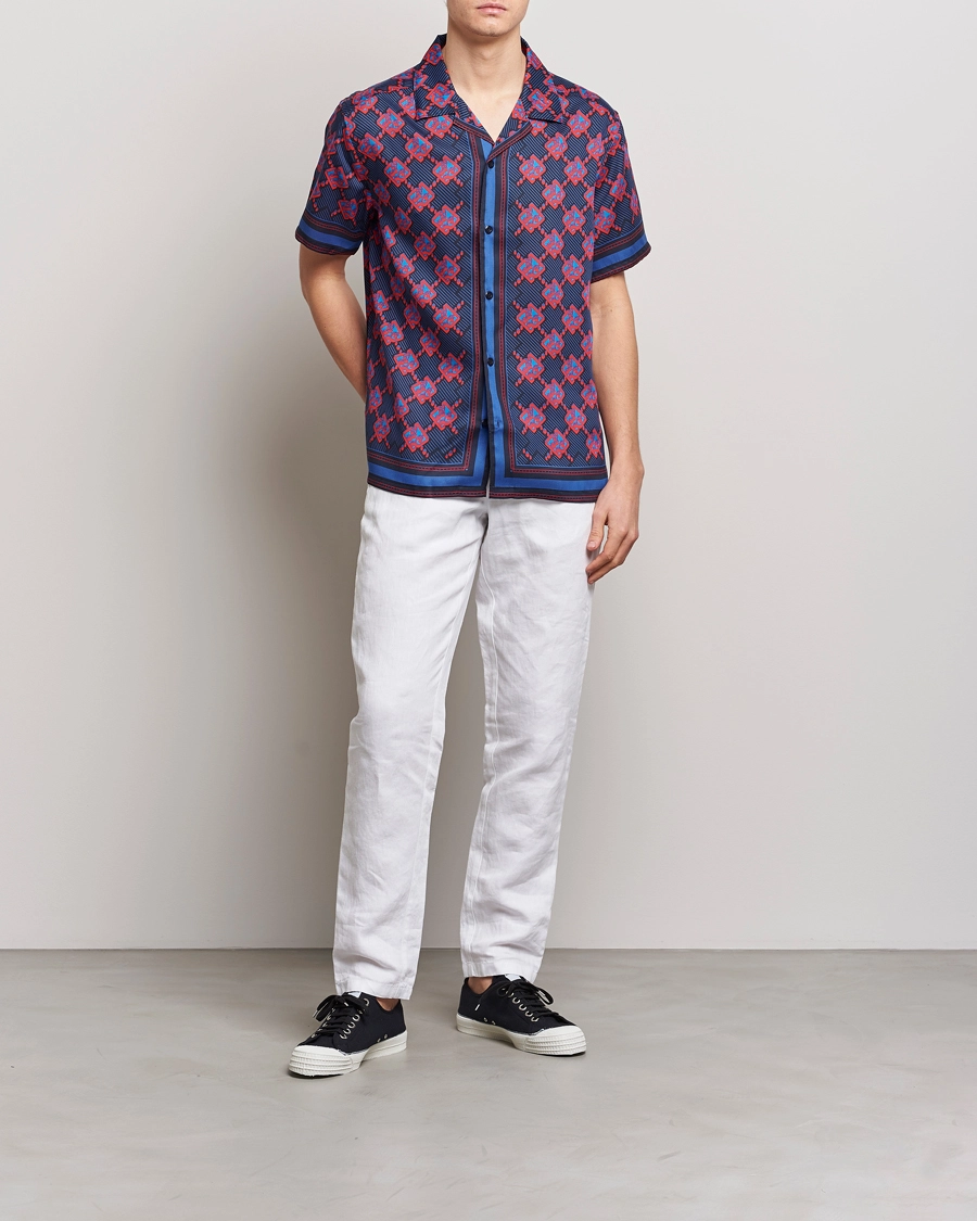 J.Lindeberg Elio Diamond JL Print Short Sleev Lyocell Shirt Navy M - Bilde 2