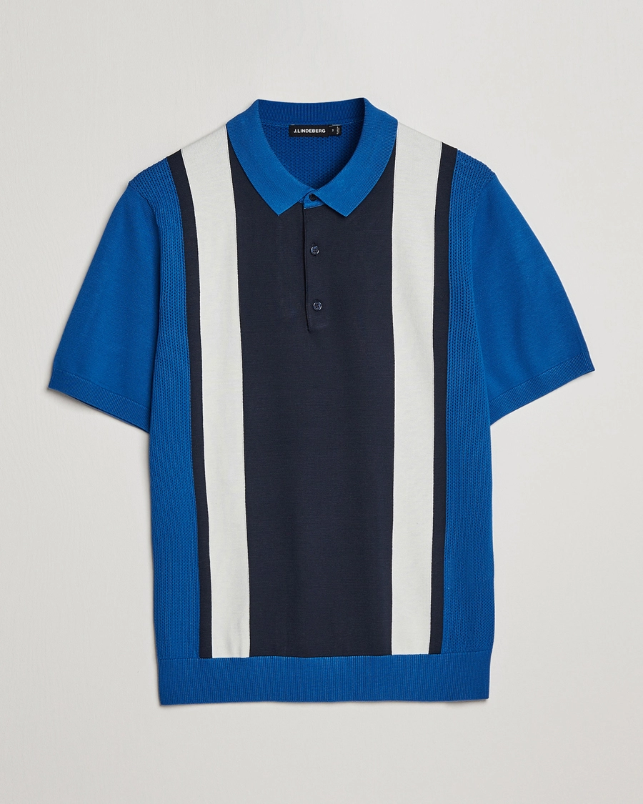J.Lindeberg Rey Stripe Knitted Polo Navy S