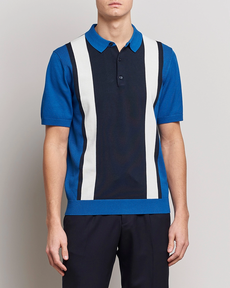 J.Lindeberg Rey Stripe Knitted Polo Navy S - Bilde 3