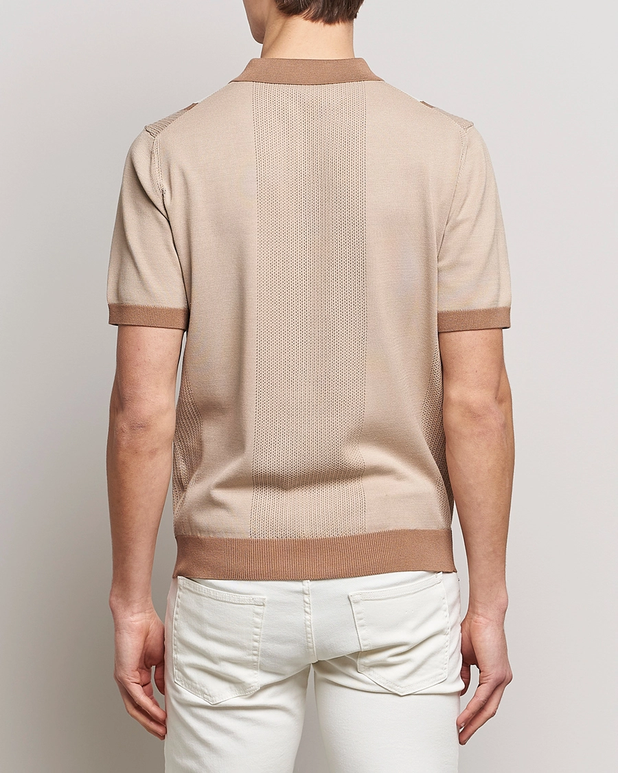 J.Lindeberg Rey Stripe Knitted Polo Tiger Brown L - Bilde 4