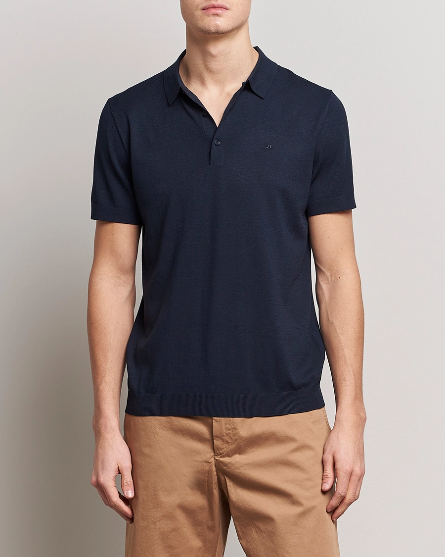 J.Lindeberg Ridge Rayon Silk Polo Navy S - Bilde 3