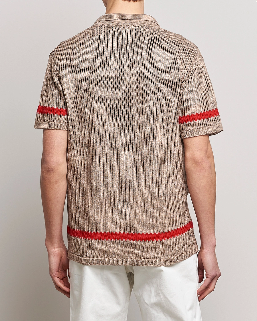 J.Lindeberg Sky Knitted Linen/Merino Short Sleeve Shirt Beige S - Bilde 4