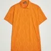 J.Lindeberg Mat Jacquard Regular Fit Polo Russet Orange S
