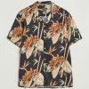 J.Lindeberg Elio Tropical Print Short Sleeve Shirt Navy M