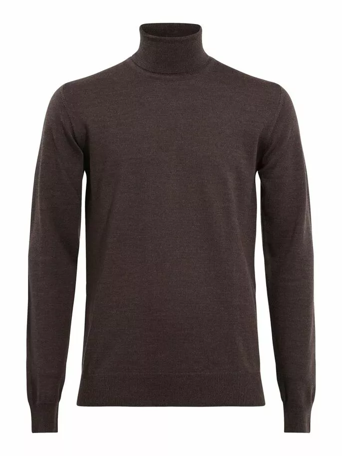 J.Lindeberg Lyd Merino Turtleneck Sweater - Umber Brown