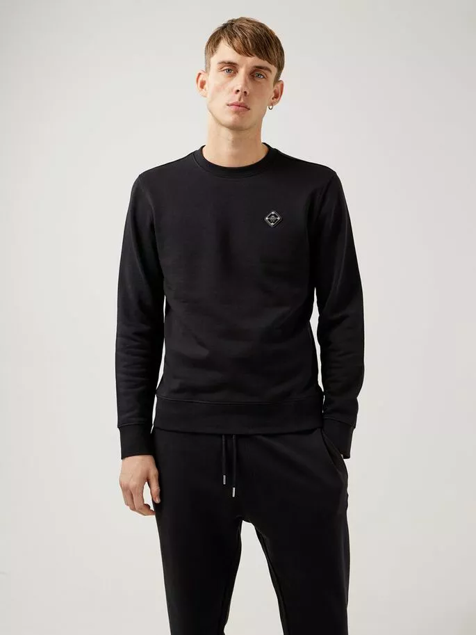 J.Lindeberg Throw Patch C-Neck Sweatshirt - Black - Bilde 2