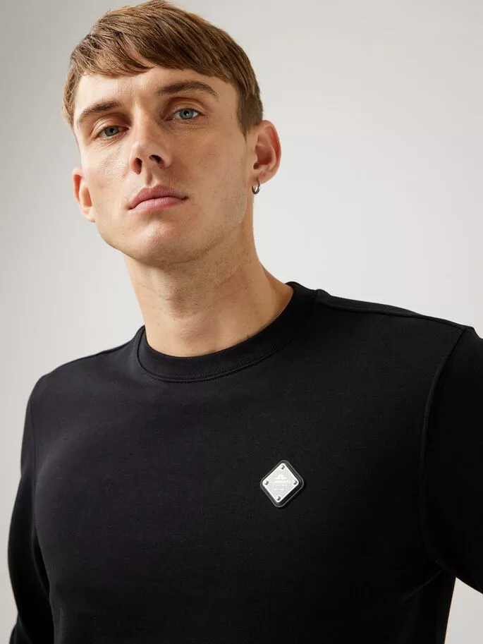J.Lindeberg Throw Patch C-Neck Sweatshirt - Black - Bilde 3