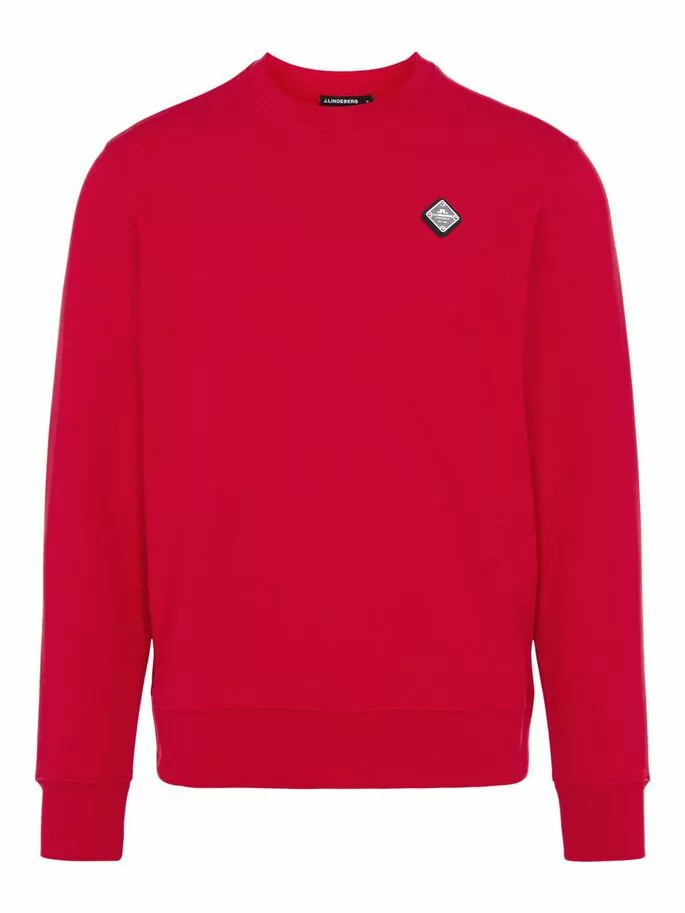 J.Lindeberg Throw Patch C-Neck Sweatshirt - Red Bell