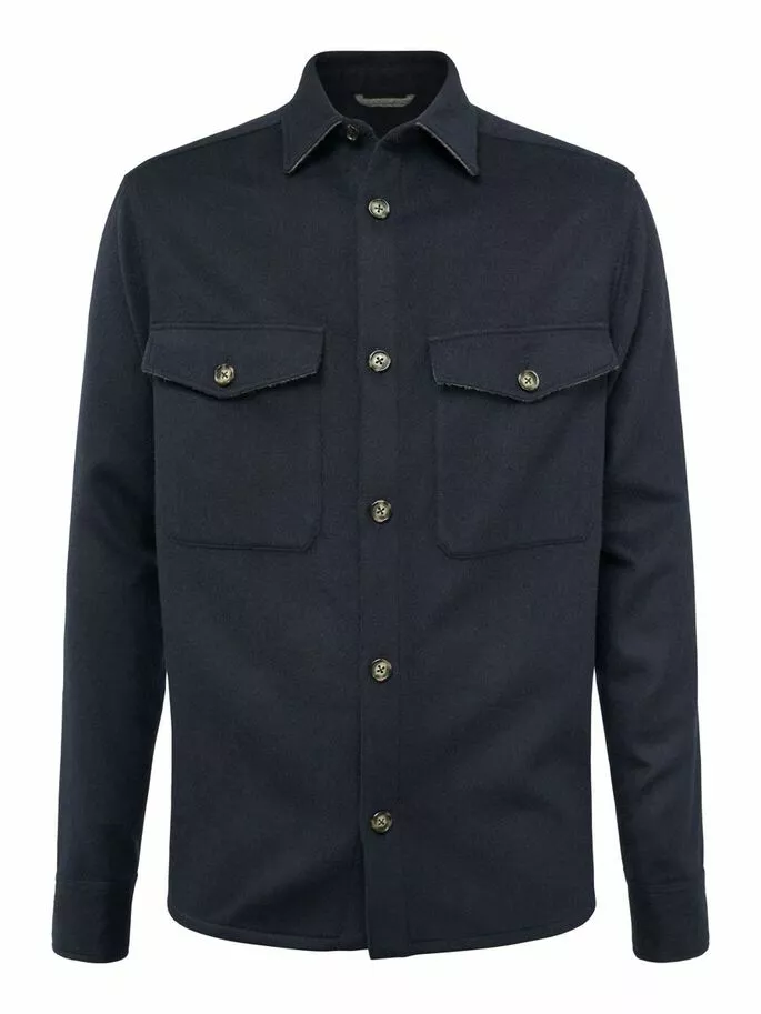 J.Lindeberg Flat Wool Regular Overshirt - Jl Navy