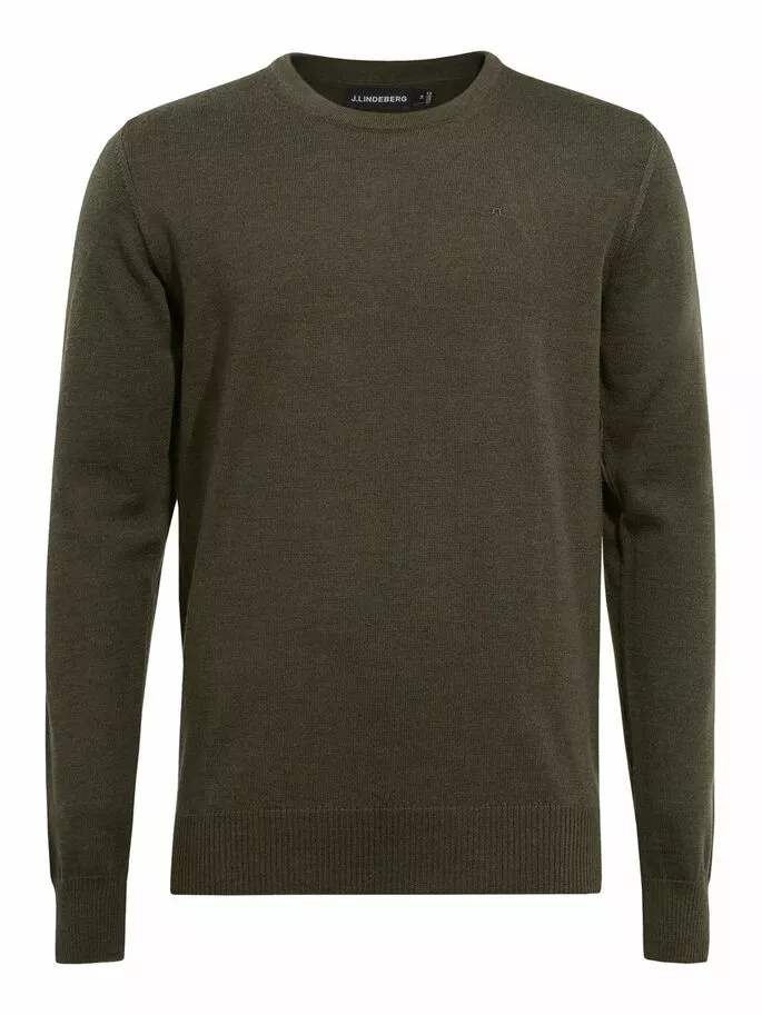 J.Lindeberg Lyle Merino Crew Neck Sweater - Seaweed Green