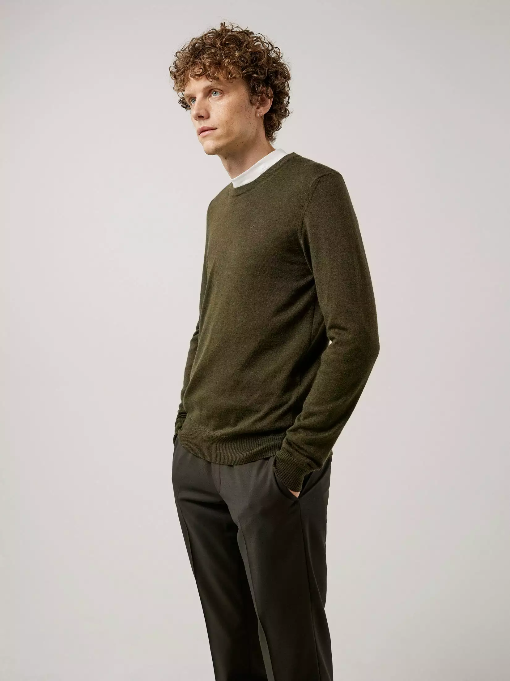 J.Lindeberg Lyle Merino Crew Neck Sweater - Seaweed Green - Bilde 2