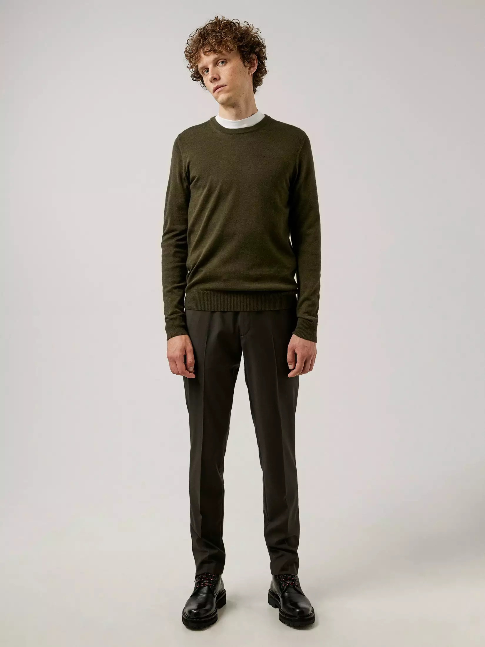 J.Lindeberg Lyle Merino Crew Neck Sweater - Seaweed Green - Bilde 3