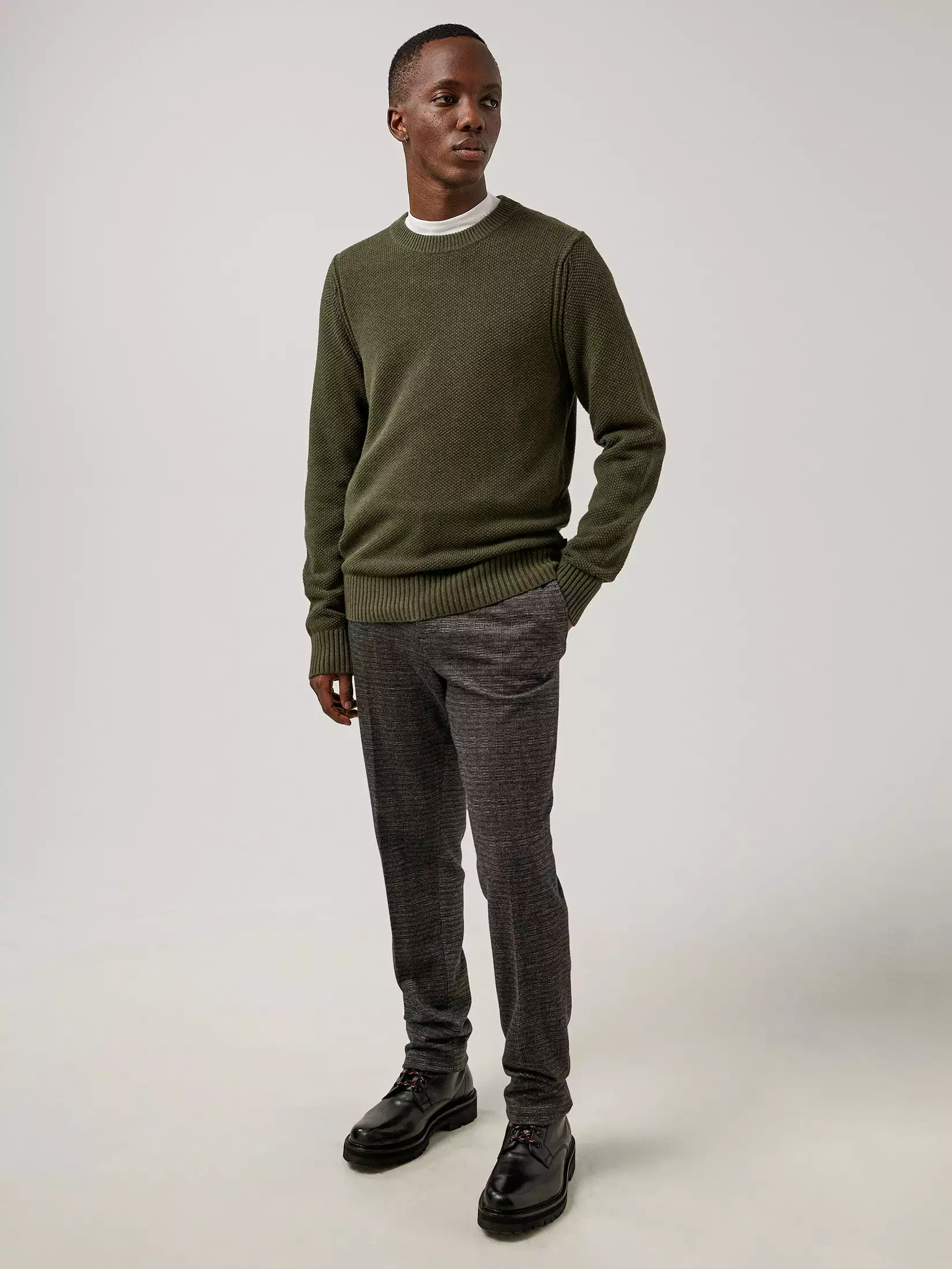 J.Lindeberg Oliver Structure Sweater - Seaweed Green - Bilde 3