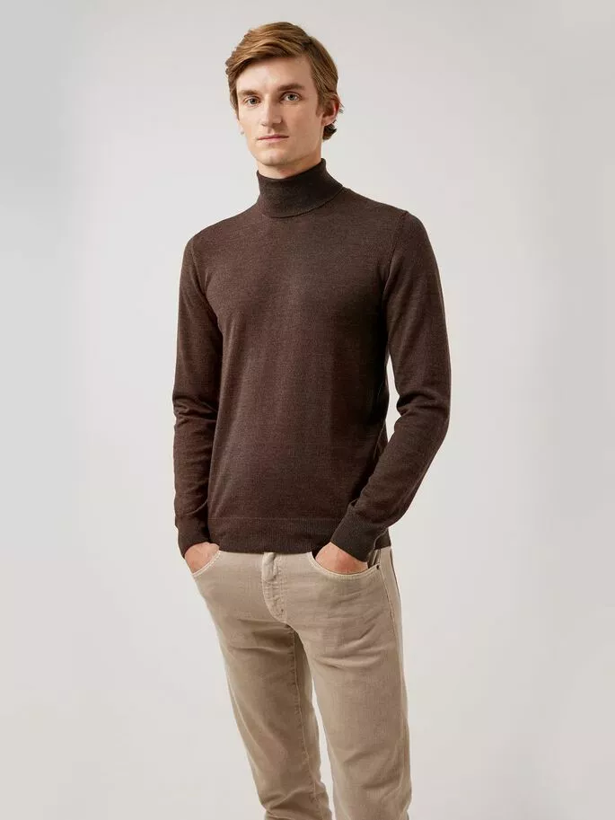 J.Lindeberg Lyd Merino Turtleneck Sweater - Umber Brown - Bilde 2