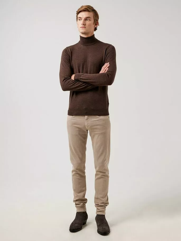J.Lindeberg Lyd Merino Turtleneck Sweater - Umber Brown - Bilde 3