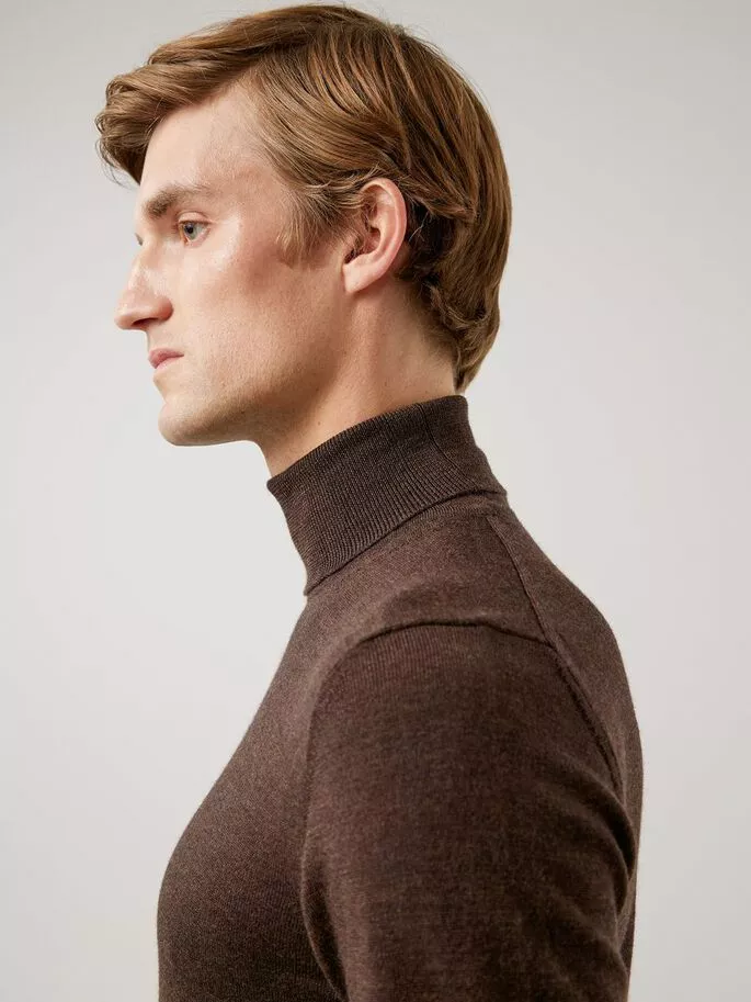 J.Lindeberg Lyd Merino Turtleneck Sweater - Umber Brown - Bilde 5